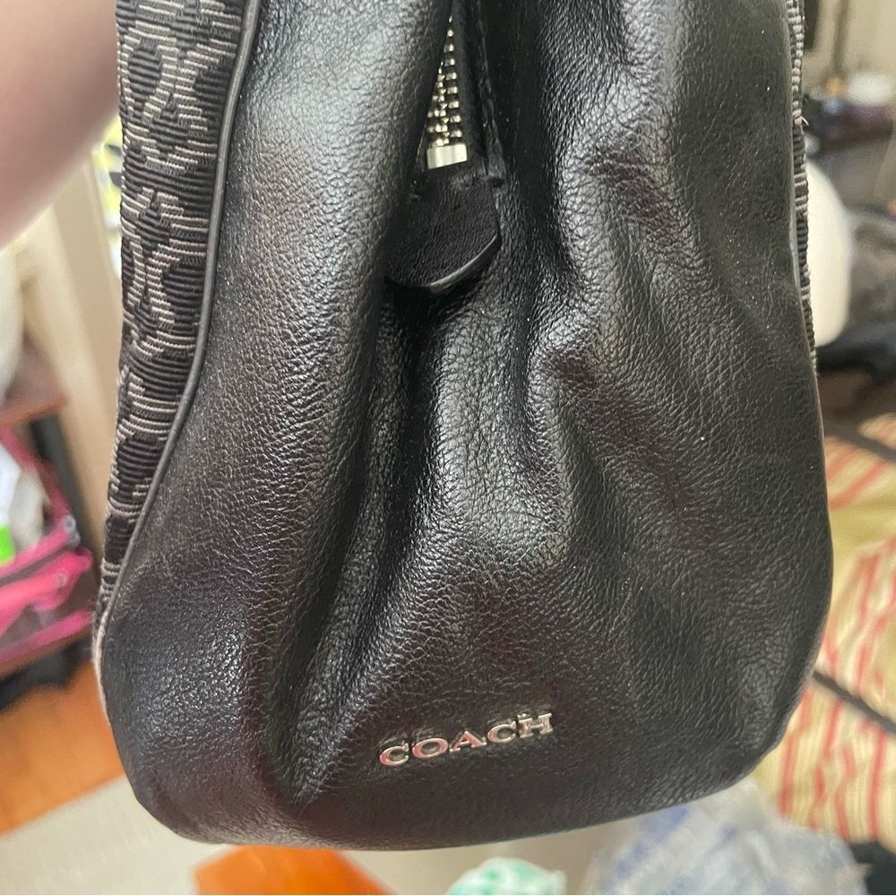COACH Black Bag Madison 25637 Op Art Sateen Phoebe Shoulder Hobo Handbag Purse - Picture 8 of 13
